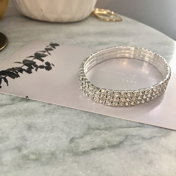 Layered Rhinestone Silver Elastic Stretch Anklet - Picture 3 of 8